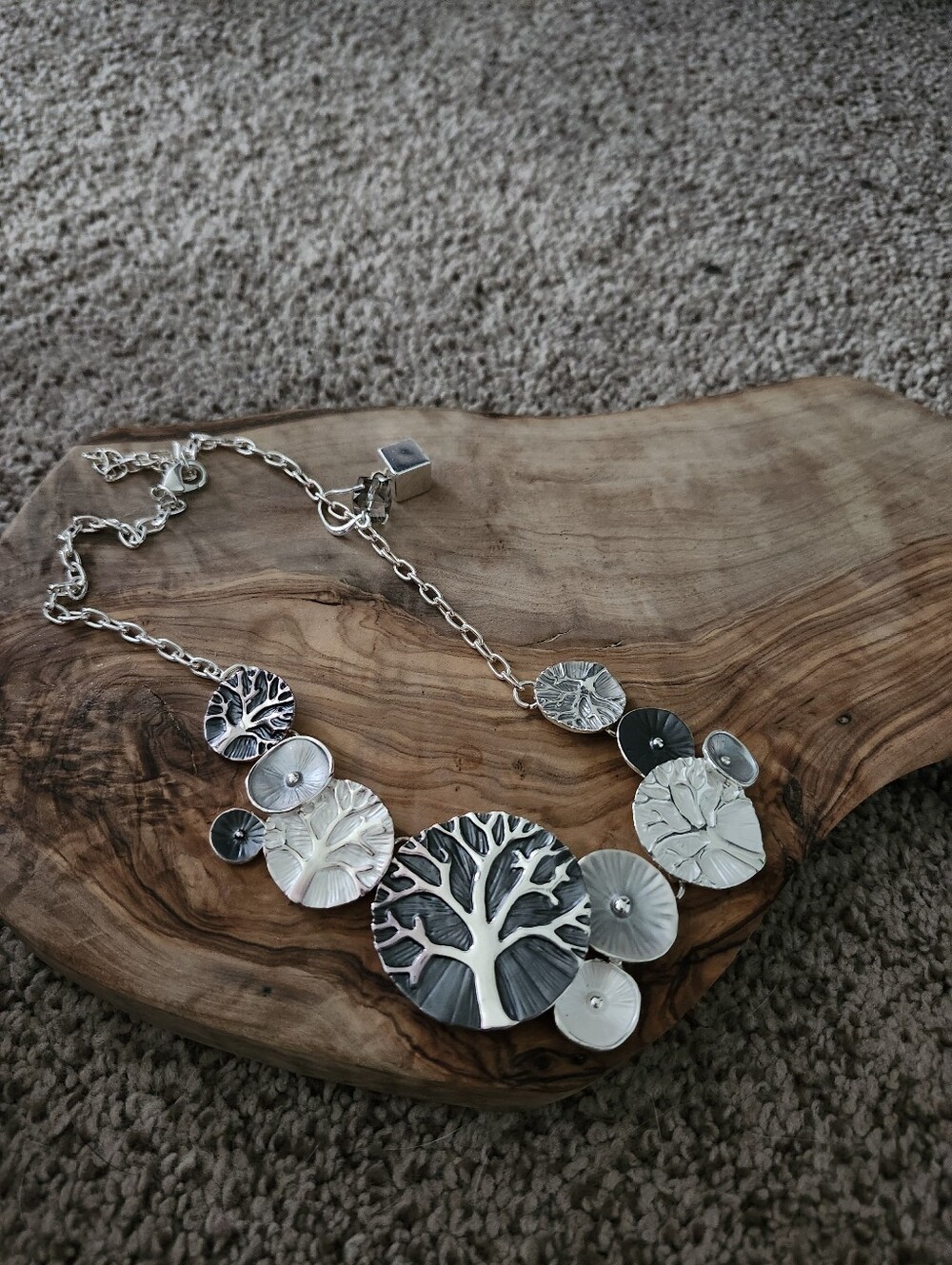 Silver-Tone Tree of Life Disc Necklace - Women Jewelry